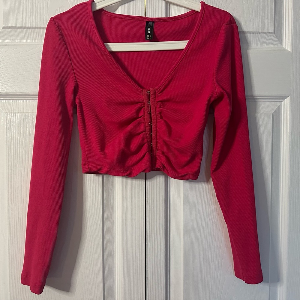 Only Red Ruched Crop Top